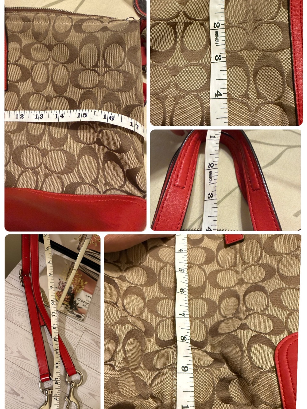 Vintage Coach Hadley Signature Canvas Satchel with Red Leather Trim - Picture 15 of 16